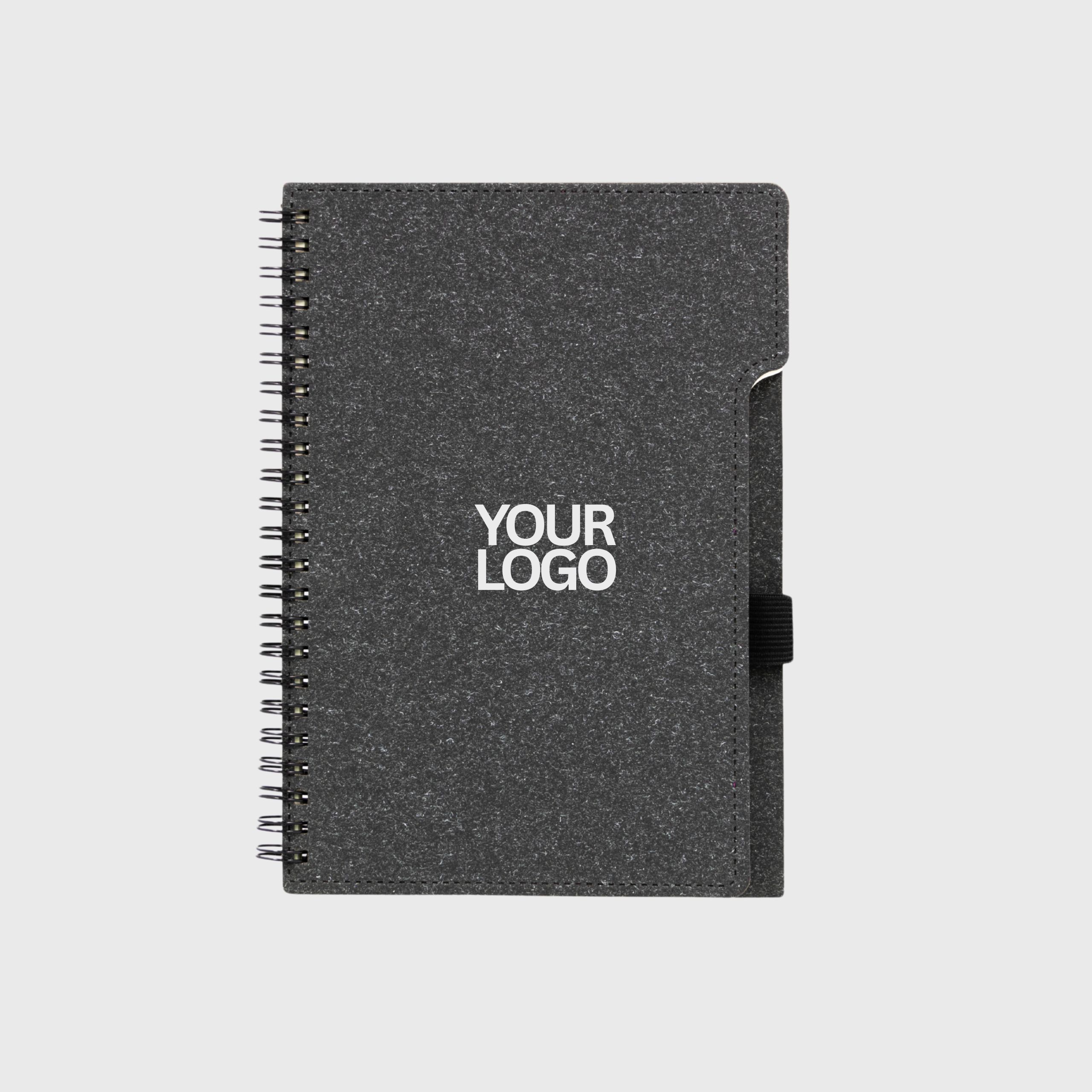 A5 Sustainable Eco Spiral Hardcover Notebook Made From Recycled Paper customized with logo