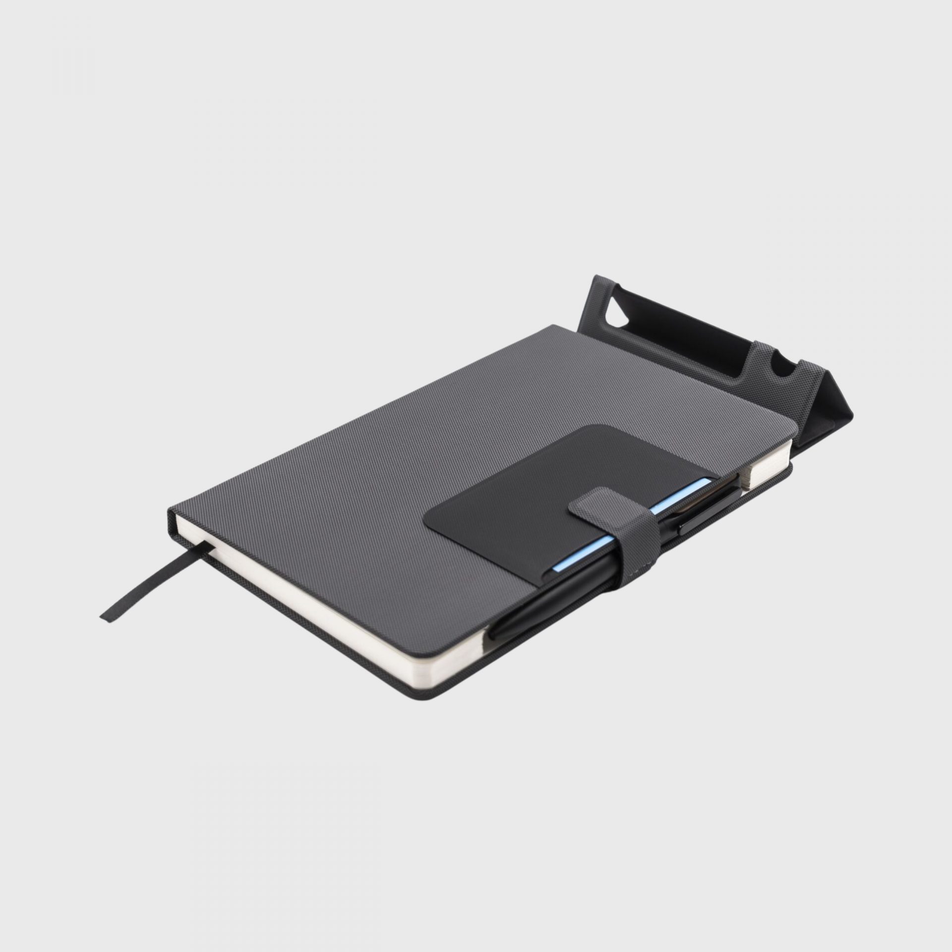 Corporate Gifts Singapore A5 Notebook Eco Friendly Recycled Sustainable pen with compartment and fold out stand