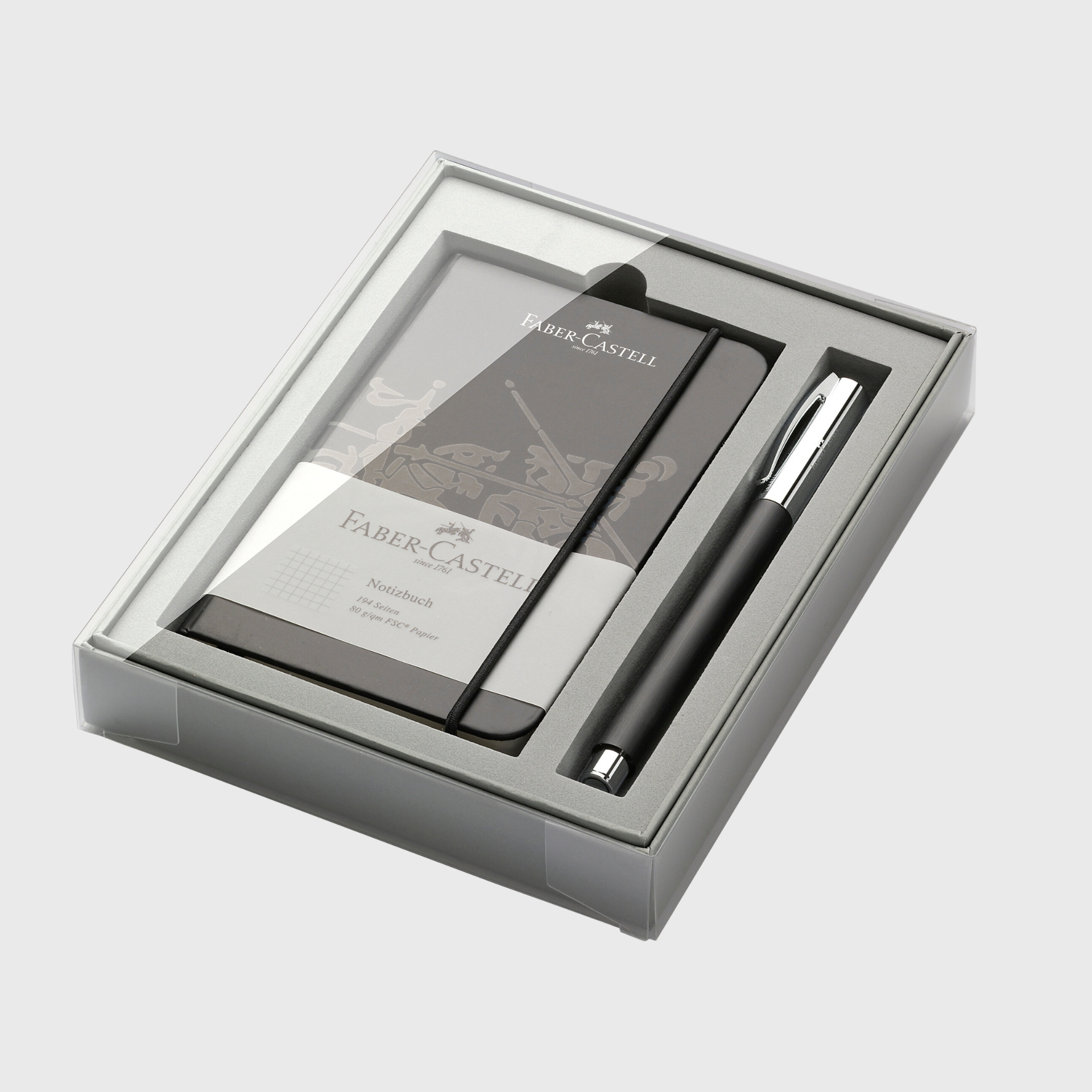 Faber Castell Pen Singapore Ambition Rollerball Resin Black with A6 Notebook Premium Corporate Gift