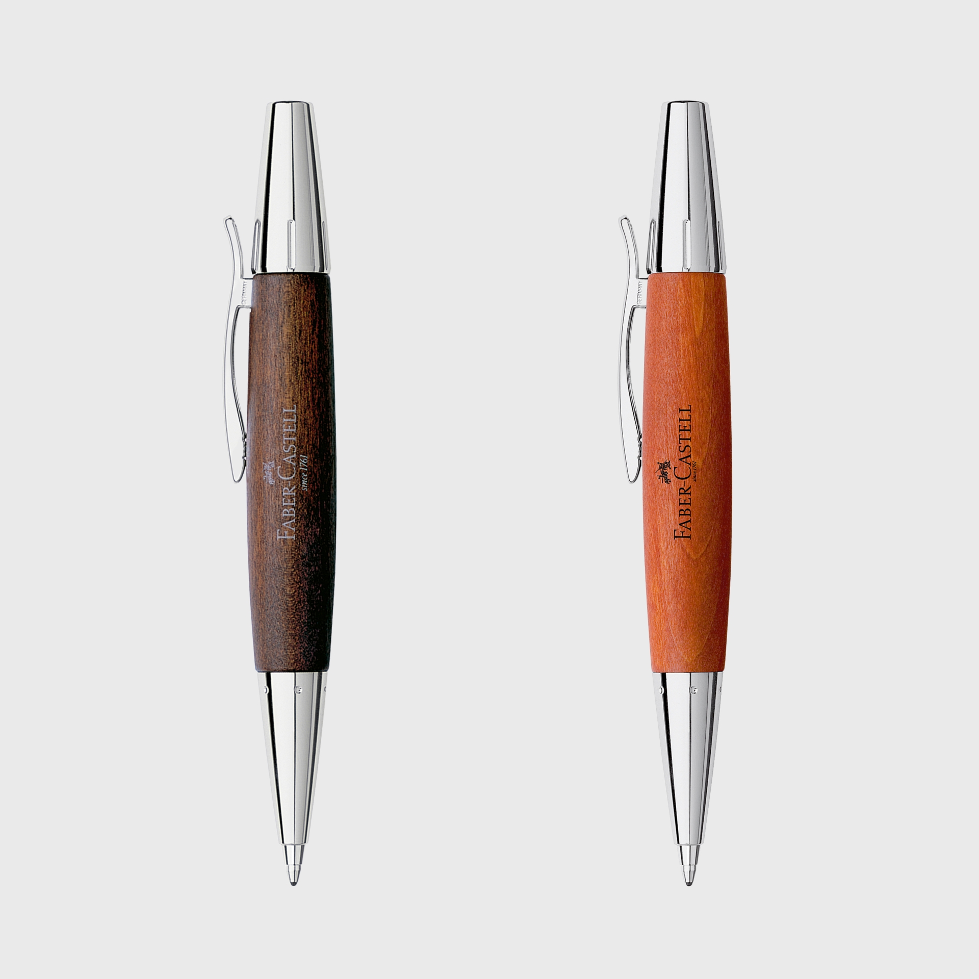 Faber Castell Pen Singapore Emotion Twist Ballpoint Pearwood Brown Dark Brown Chrome Metal Premium Corporate Gifts
