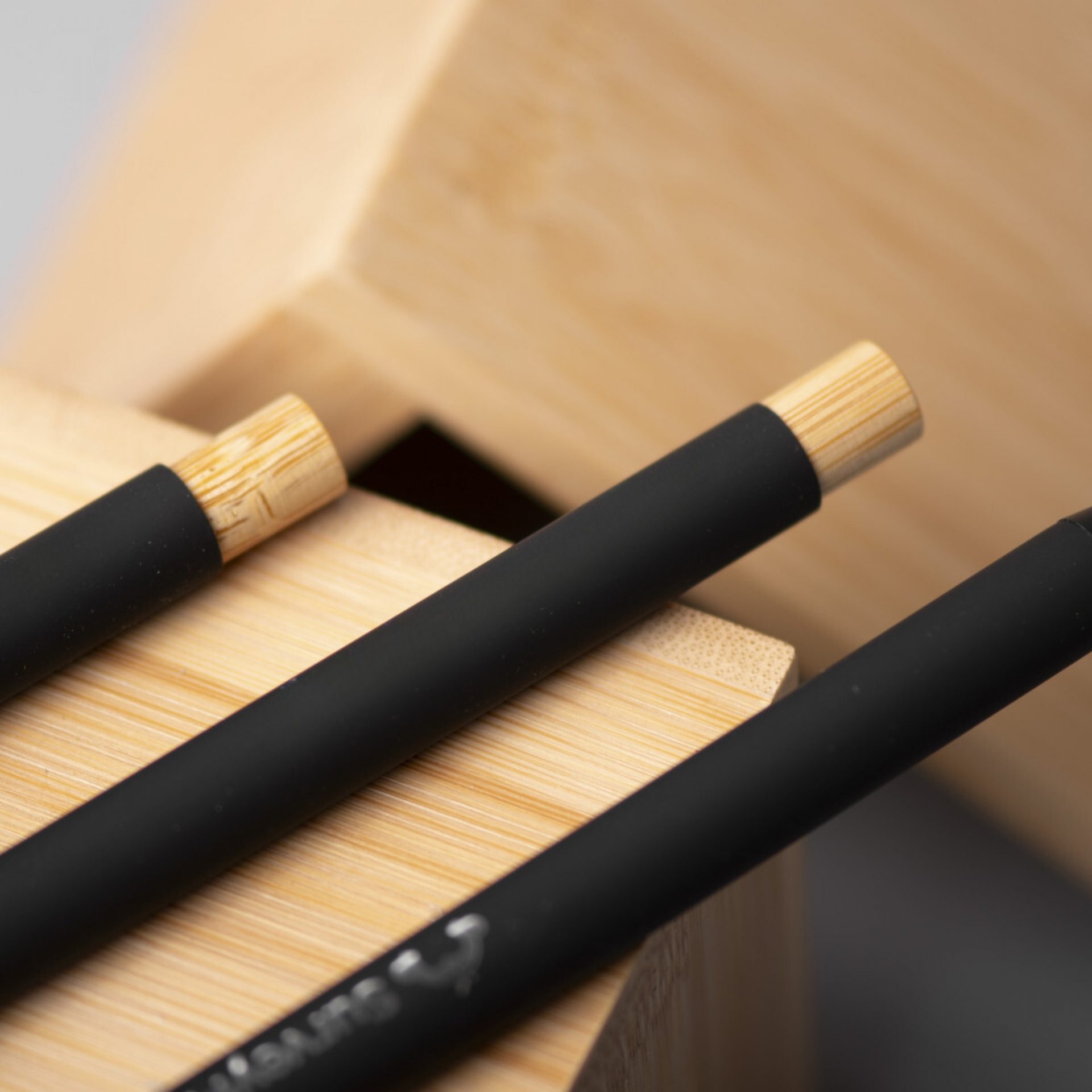Sustainable Corporate Gifts Singapore Pen with bamboo on display
