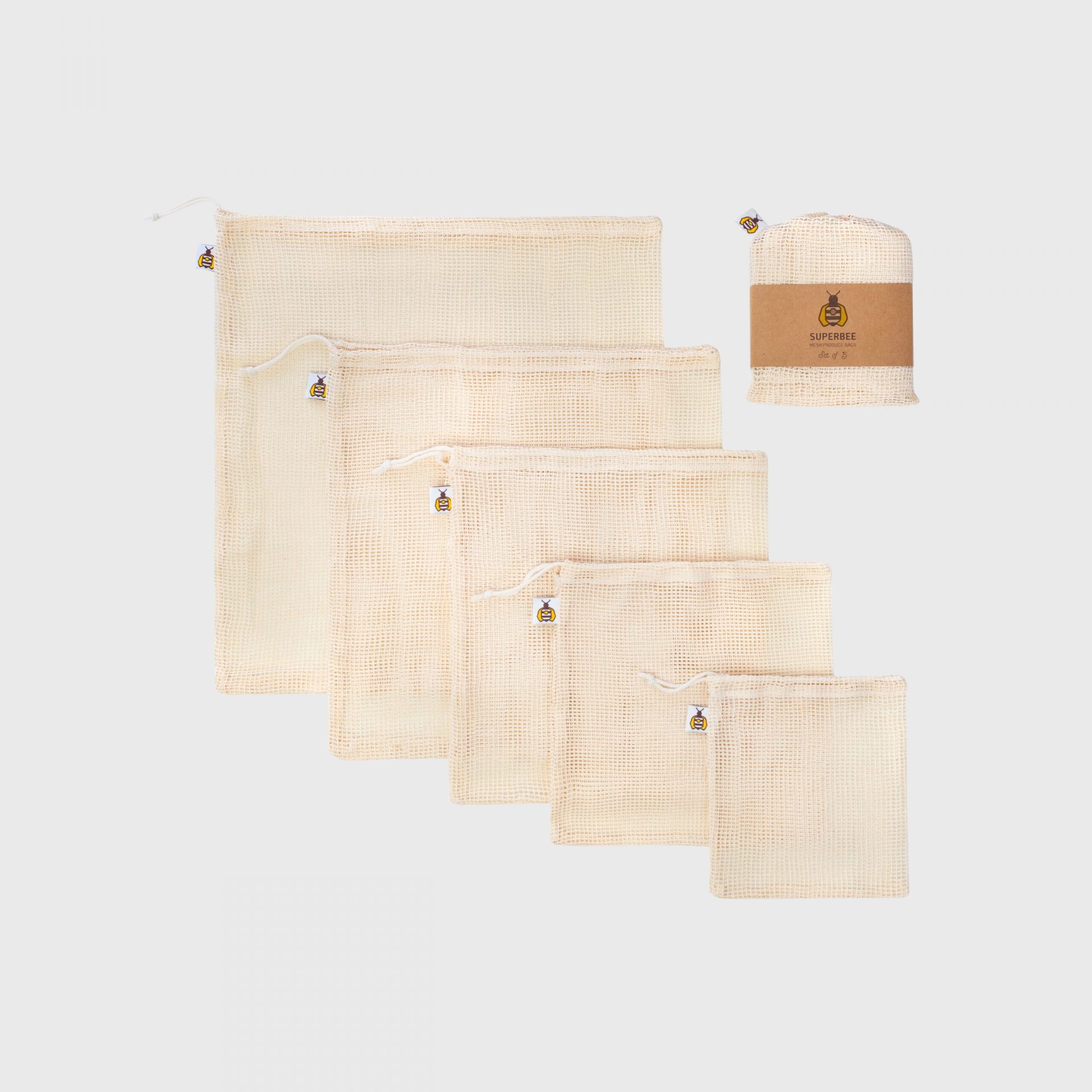Sustainable Corporate Gifts Singapore SuperBee Set of Five Mesh Produce Bags