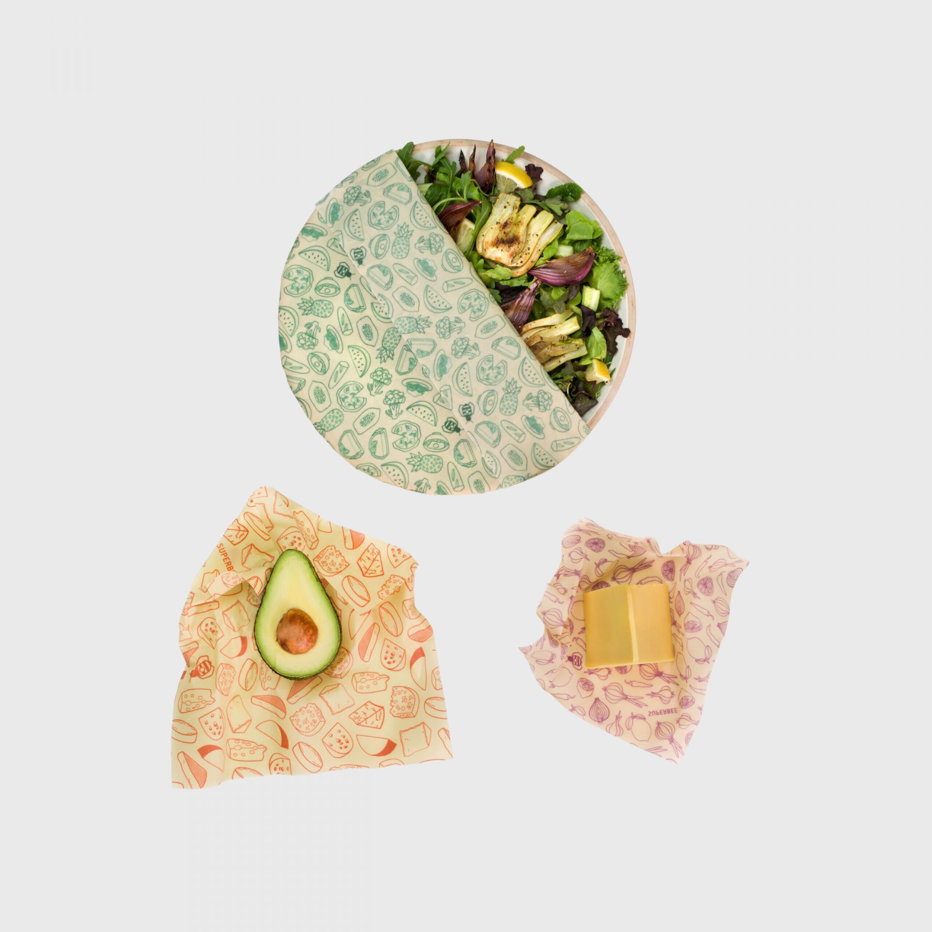 Sustainable Corporate Gifts Singapore Superbee Beewax Warps Set of 3 sizes food essentials set