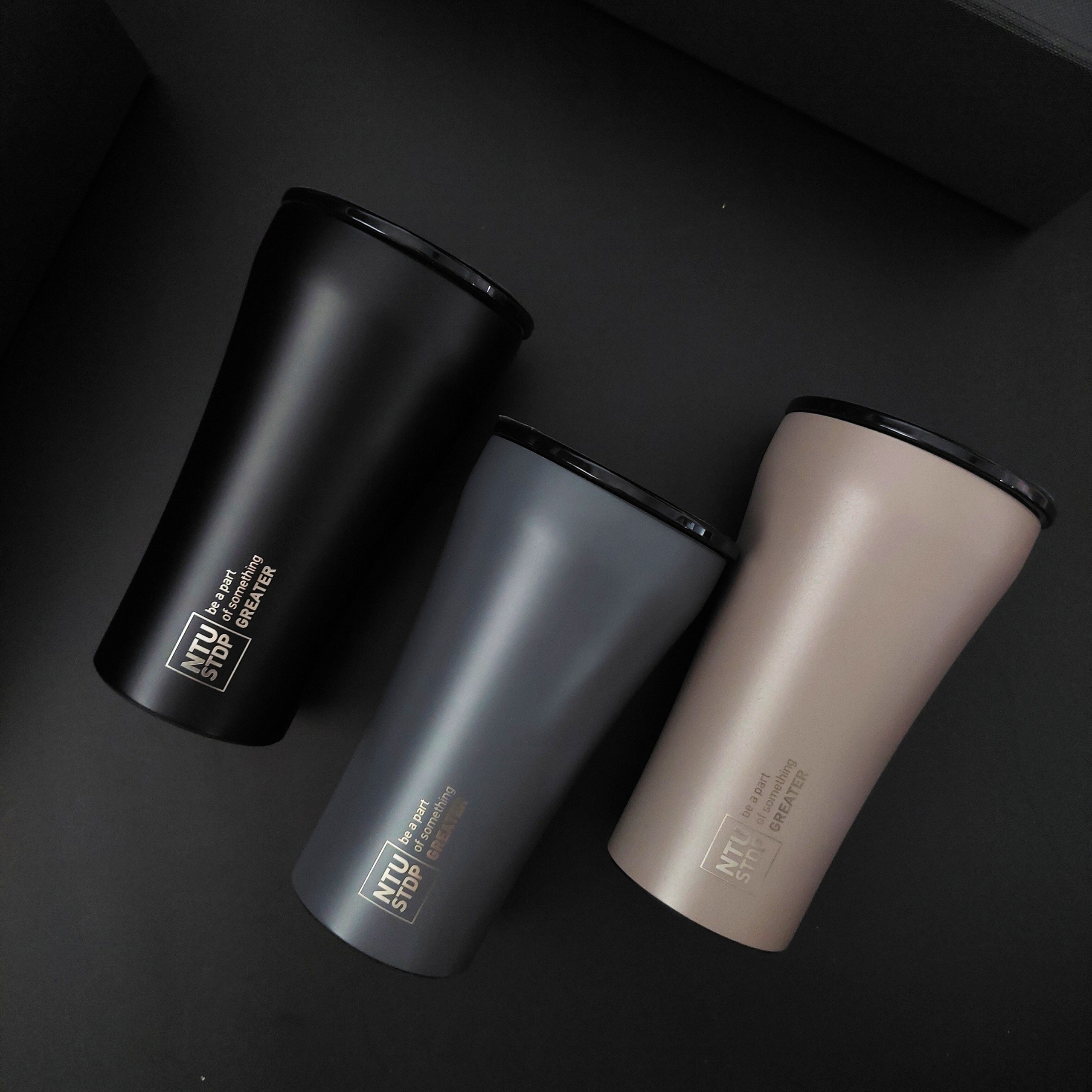 corporate gifts singapore sttoke bottles tumblers customised with laser engraved logo grey black and willow grey