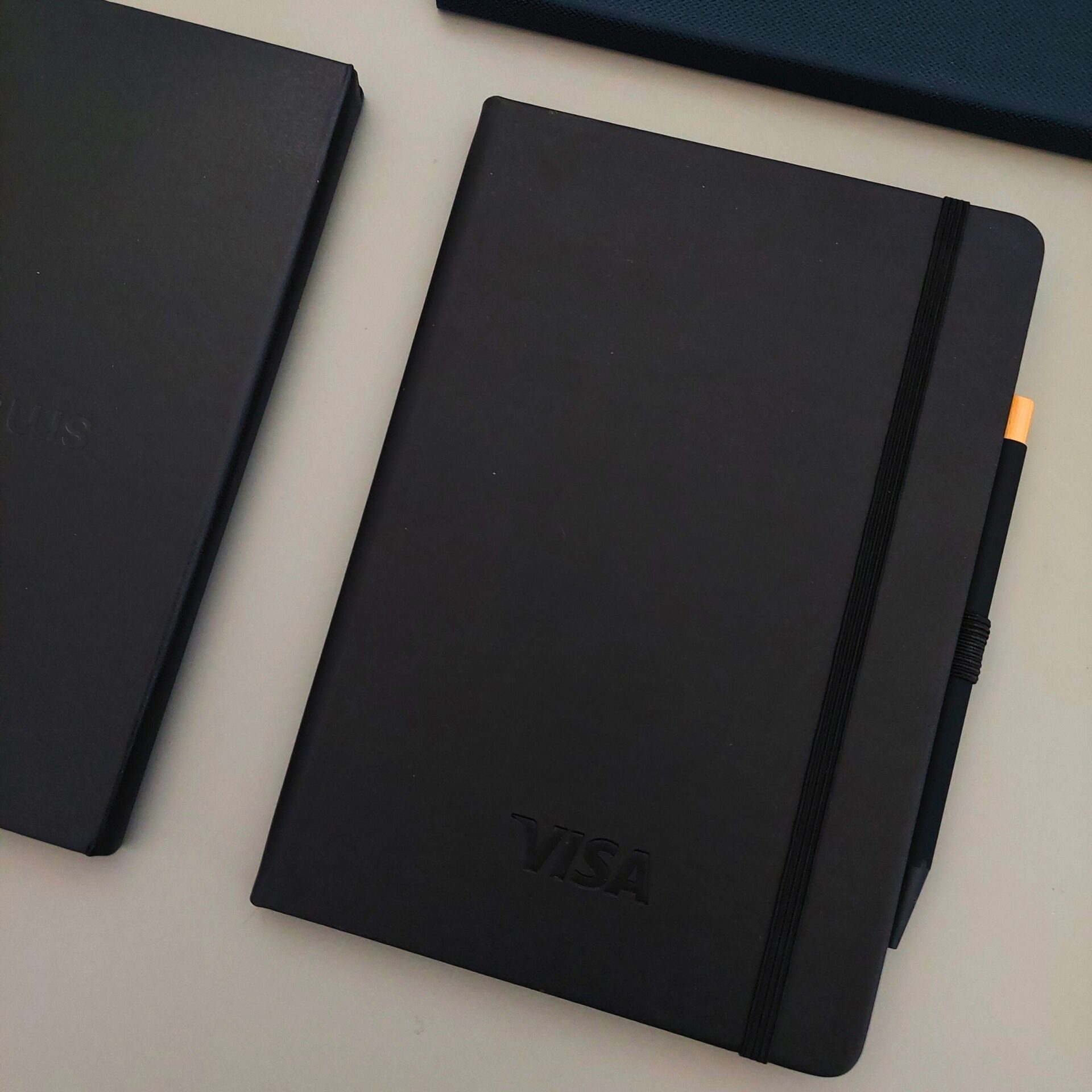 customised notebook corporate gift singapore Imero strap with ink-less pen